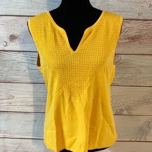 -- XL sleeveless yellow beaded top by KIK IT.